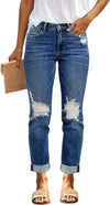 Distressed Stretchy Boyfriend Jeans