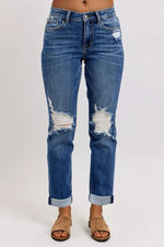 Distressed Stretchy Boyfriend Jeans