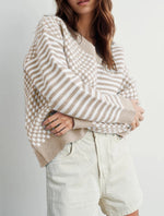Striped V-Neck Knit Pullover
