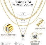 Layered Gold Pendant Necklace Set
